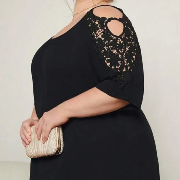 Cold Shoulder Guipure Lace Insert Dress - Picture 4 of 14